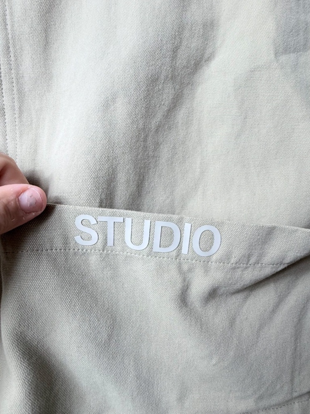 SAALT Studio Cargo Overshirt Mens Size Large Tan Duck Cotton (P) - Picture 9 of 11